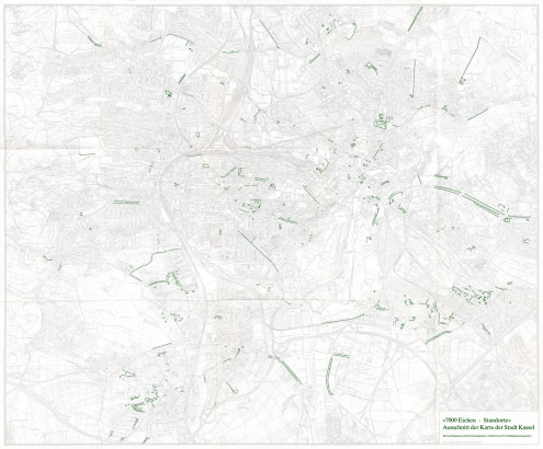 7000 Eichen Standorte, ausschnitt der karte der stadt Kassel