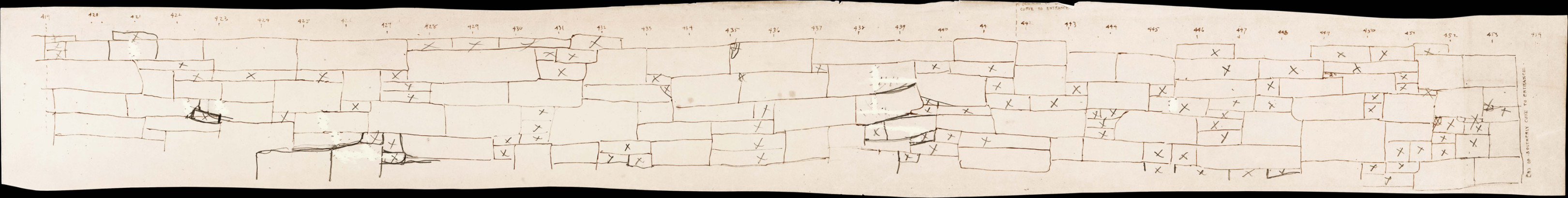 Leake and Watts orphan asylum, elevation of stone wall