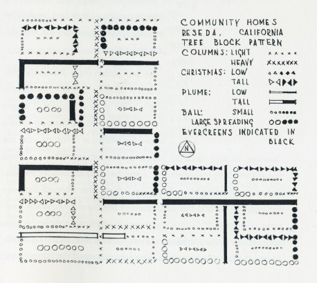 Community homes tree block pattern, Reseda, California