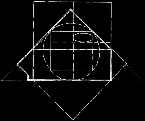 Carrés, rectangles, triangle, cercle, ellipse, plan du jardin de la fondation Cartier