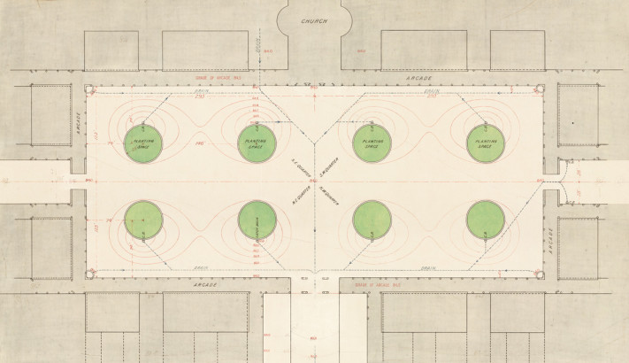 Stanford Leland jr University, main quadrangle plan